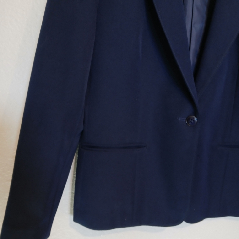 Panther 2 Piece Navy Blue Blazer Jacket & Matching Skirt Suit Set Skirtsuit XS - Picture 3 of 8